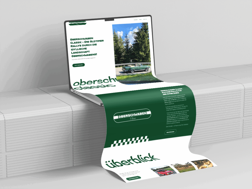 Laptop, das die Website der Oberschwaben Classic als Mockup darstellt.